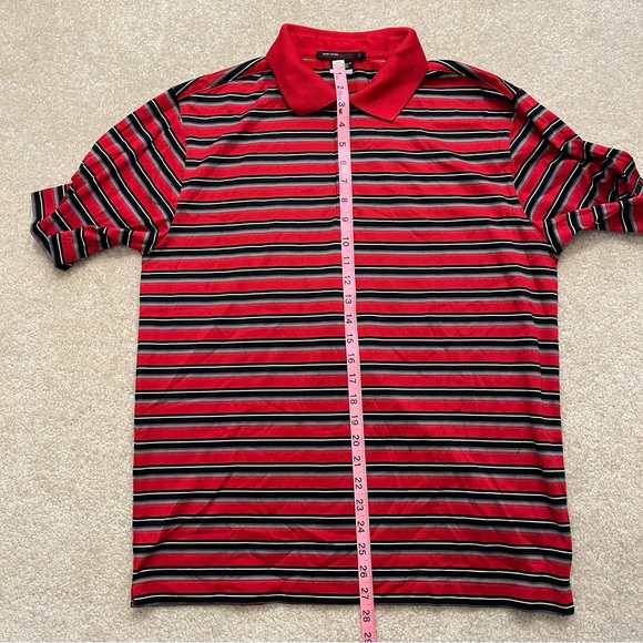 Tiger Woods Collection Polo Shirt Mens Medium Red Black Stripes Nike Golf DriFit - Picture 9 of 10